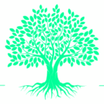 Green tree, flourishing and healthy because it has deep roots